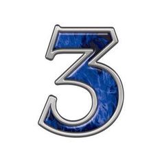 the number five in blue and silver on a white background