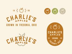 the logos for charlie's apples are shown