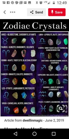 Crystals For Zodiac, Zodiac Stones Crystal Healing, Crystals Every Witch Should Have, Crystals Zodiac, Pisces Crystals And Stones, Crystal Identification, Zodiac Crystals, Best Healing Crystals, Birth Stones Chart