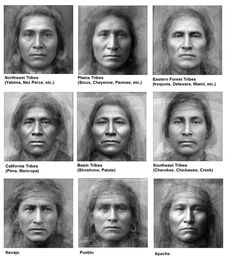 the faces of native americans are shown in this black and white photo, with different facial expressions