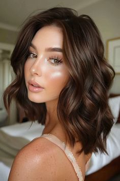 21 Stunning Espresso Brown Hair Color Hairstyles for Every Hair Length Zoe Hart Hair, Short Brown Hair Wedding, Short Rich Brown Hair, Dark Brown Hair With Auburn Undertones, Glaze On Brown Hair, Brown Hair Colours Ideas, Dark Chocolate Brown Hair Color Rich Brunette, Mocha Latte Hair Color