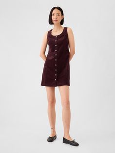 Corduroy Button Mini Dress | Gap