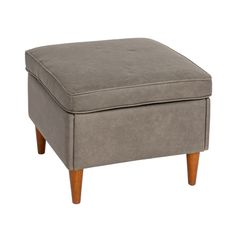 the foot stool is made from grey fabric