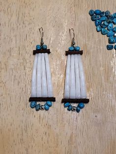 Dentalium shells, Black Onyx, Sinew and Latigo Leather Dentalium Earrings, Caribou Tufting, Loom Designs, Beaded Work, Bead Loom Designs, Earrings Patterns, Beading Inspiration, Bone Earrings, Beaded Earrings Diy