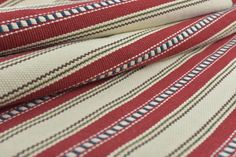 red and white striped fabric close up