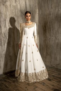 Buy Nikkah Dress for Bride in Pishwas Style, the epitome of tradition and royalty adorned with Hand-crafted details of zari, tilla, and dabka. Custom Sizes Nikkah Dress For Bride, Dress For Bride, Pakistani Bridal Dress, Nikah Dress, Desi Dress, Desi Wedding Dresses, Nikkah Dress, Asian Bridal Dresses, Pakistani Wedding Outfits