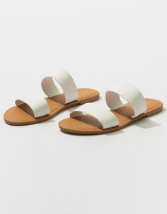 Bamboo Double Strap Sandals. Dual Faux Leather Straps And Footbed. Slip-On Design. Rubber Outsole. Imported. Double Strap Sandals, White Sandals, Sandal Espadrille, Strap Sandals, Slip On Sandal, Leather Straps, Womens Sandals, Espadrilles, Bamboo