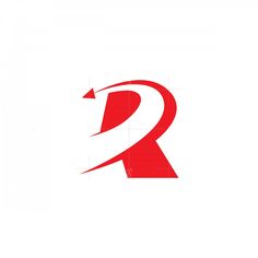 the letter r is made up of red and white letters with an arrow in the middle