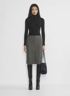 LIAISON SKIRT Winter Skirts, Sweat Vest, Work Fits, Wardrobe Wishlist, Wool Pencil Skirt, Winter Skirt, Denim Accessories, Sweaters Knitwear, Water Supply