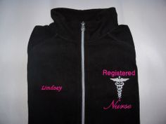 Full Zip Nurse Jacket with Caduceus Symbol, Dept of Choice and Name