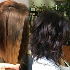 Mahogany Hair Color, Hairstyles For Thinning Hair, Before And After Hair, Mahogany Hair, Dark Brunette Hair, Thinning Hair, Modern Salon, Hair Envy