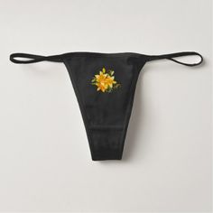 Yellow Lilies Black Spandex Thong - artists unique special customize presents Watercolor Poppies, Fantasy Gifts, Pets Diy, Butterfly Gifts, Gifts For An Artist, White Gifts, Romantic Gifts, Diy Stuffed Animals