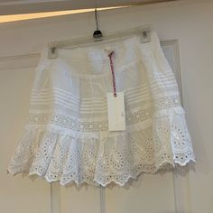 New With Tag. Loveshackfancy Size L Lace Eyelet Detail White Skirt With Smocked Waist Detail Goes With Anything Don’t Wait Until Summer When This Will Be $300 Everywhere! I Do Not Have The Blouse You Can Wear Any Blouse With This :) White Ruffle Mini Skirt, Pink Denim Skirt, Urban Outfitters Style, White Eyelet Skirt, Mini Skirt Summer, Beach Inspo, Eyelet Skirt, Ruffle Mini Skirt, Tie Dye Cotton