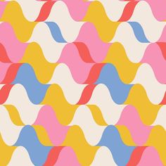 Groovy Wavy Geometric Fabric - ineedfabric.com Retro Fabric Patterns, Groovy Background, African Pattern Design, Flat Vector Illustration, Geometric Pattern Design, Bright Pastels, Geometric Fabric, Retro Fabric, Kids Fabric