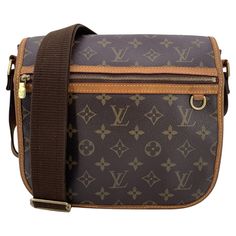 LOUIS VUITTON 'Bosphore PM' crafted in timeless monogram canvas with vacchetta leather trim. Flap with magnetic hidden closure. It features 1 zip pocket on the front and a D-Ring. Golden brass hardware and adjustable canvas shoulder strap. 1 rear open pocket. 1 open pocket under tha flap. Inside it has fabric lining with 2 side open pockets. ' LOUIS VUITTON Paris - made in France' tag inside. Authenticity tag with serial number inside the interior pocket. Condition B - VERY GOOD Some darkness and normal wear of use on leather trim. Some normal wear of use on the hardware. Some creases on the internal lining on the reverse of the flap. Please check the photos carefully and ask if you need to know more details or if you have any doubts. Details MATERIAL: Cloth COLOR: Brown MODEL: Bosphore GE Messenger Bag Patterns, Louis Vuitton Paris, Hermes Kelly Bag, Cartier Panthere, Shoulder Strap Bag, Crossbody Messenger Bag, Zipped Bag, Nautilus, Issey Miyake