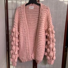 Nwt Chic Wish Pink Open Cardigan Pom Pom Sweater Size L Length 32in Armpits To Armpits 22in Buffalo Plaid Cardigan, Hollister Cardigan, Pom Pom Sweater, Turquoise Sweater, Dark Green Sweater, Pink Pom Pom, Short Sleeve Kimono, Knitted Cape, Belted Cardigan