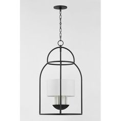 a light fixture with two lamps hanging from it's center, and one light on the