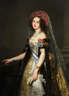 a painting of a woman wearing a tiara and holding her hand out to the side