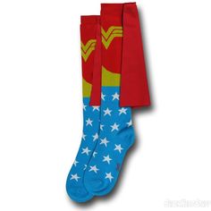 Images of Wonder Woman Women's Knee-High Socks w/Capes Superman Socks, Superhero Socks, Silly Socks, Womens Knee High Socks, Lace Diy, Superhero Capes, Capes For Women, Crazy Socks, Winter Girls