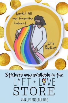 All My Favorite Colors - Rainbow Jesus Christ StIcker LGBTQ Jesus Revolution, Missionary Care Packages, Black Jesus, Love Store, Jesus Said, Love Logo