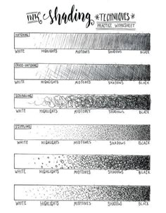 the different types of ink shading techniques used in this drawing technique for beginners