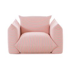 a red and white striped chair on a white background