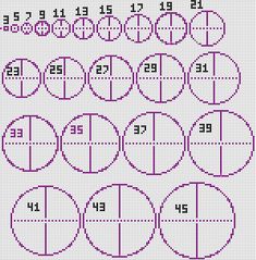 a cross stitch pattern with numbers and circles