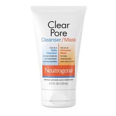 Get clearer, healthier looking skin with Neutrogena Clear Pore Facial Cleanser & Clay Face Mask. Designed for acne-prone skin, this 2-in-1 product can be used as a daily face wash or as an intensive face mask. The dermatologist-tested formula contains powerful 3.5% benzoyl peroxide acne medication to treat existing breakouts. It is also formulated with oil-absorbing kaolin and bentonite clay. When used as an intensive, deep-cleaning clay facial mask, the formula provides a cooling sensation as i Cheap Skincare, Oily Skin Type, Bangkok University, Skincare Shopping, Sensitive Acne Prone Skin, Clear Mask, Daily Face Wash, Daily Facial Cleanser, Pore Cleanser