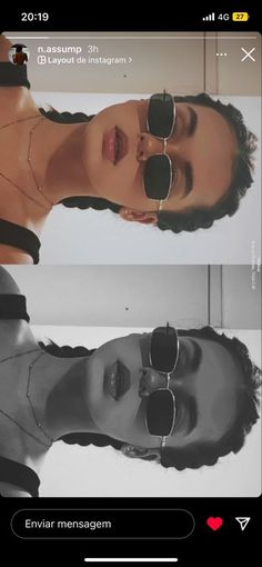 two pictures of a man with sunglasses on his face