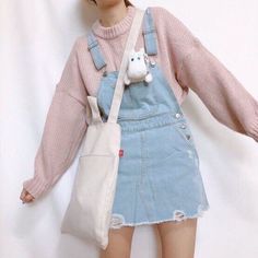 Pastel Aesthetic Outfit, Cute Korean Outfits, Teen Outfits, Pastel Outfit, Kawaii Fashion Outfits, Sailor Jupiter, Korean Fashion Trends, Ootd Hijab, Rilakkuma