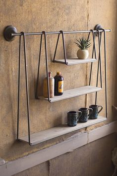 Triple Hanging Shelf, The Feathered Farmhouse Diy Shelves Design, Diy Shelves Ideas, Suspended Shelves, Diy Hanging Shelves, Smart Tiles, Regal Design, Pallet Shelves, Deco Originale, Hanging Shelf