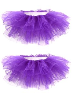 two pieces of purple tulle sitting next to each other