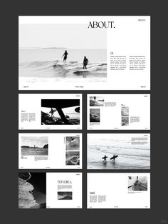 an image of the inside pages of a magazine with surfers in the water and people on surfboards