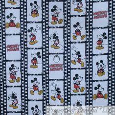 an image of mickey mouse fabric with the words home and garden essentials on it