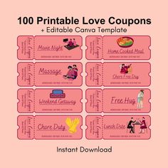 10 printable love coupons for valentine's day or any other date night