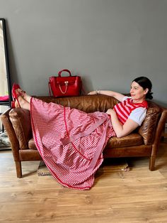 Red and white tiered gingham maxi skirt with handsewed ric rac trims. Summery, light weight fabrics. UK size 10/12, waist 76cm (29.9inch), length 92cm (36.22inch). For a size 10 it would sit bellow the waist line, for a size 12 on the waist. It has an invisible zip at the centre back. Red Gingham Skirt Outfit, Gingham Ruffled Tiered Skirt, Fitted Gingham Tiered Skirt, Gingham Maxi Skirt, Red Gingham Outfit, Gingham Skirt Outfit, Red Gingham Skirt, Universal Colors, 2025 Outfits