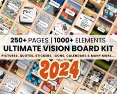 the ultimate guide to creating your own customizable vision board kit for 2021 - includes stickers, icons, calendars and many more