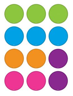 six different colored circles are shown in this image