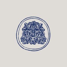 a drawing of a lion's head in a circle