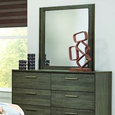 Simple definition and clean-lined looks meet with this understated dresser mirror, perfect for your master bedroom or guest suite space. A simple rectangular frame is adorned with faux wood printed veneers for a rustic and organic look, while a gray and dark brown finish lets you lean into earthy palettes with ease. This mirror is perfectly paired with a matching dresser to create a low-key and casual vanity station in your space. | Union Rustic Beene Traditional Distressed Dresser Mirror, Wood Vanity Station, Distressed Dresser, Dresser Mirror, Mirrors Wayfair, Laurel Foundry Modern Farmhouse, Dresser With Mirror, Guest Suite, Faux Wood, Low Key