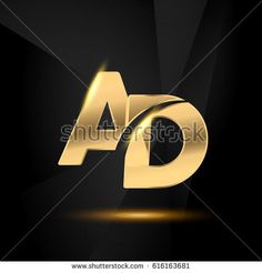 3d golden letter with black background and light rays on the bottom letters are also gold