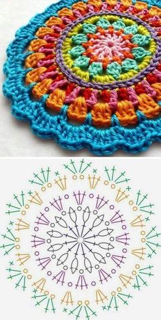 a crocheted doily with an image of a circular design