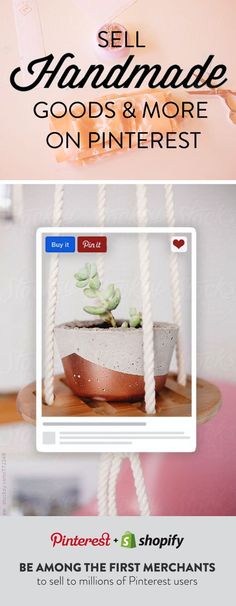 an advertisement with the words sell handmade goods and more on pinterest in front of