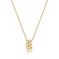 PRICES MAY VARY. 𝐒𝐈𝐙𝐄: Initial E necklace length:16.5"+2" , Bubble letter charm: about 0.31”*0.39”, With 1.0mm wide box chain, Simple and stylish！ 𝐎𝐂𝐂𝐀𝐒𝐈𝐎𝐍: Add this dainty initial necklace to your jewelry collection，It can be worn alone or layered with other necklaces for most everyday outfits. 𝐌𝐀𝐓𝐄𝐑𝐈𝐀: This dainty gold necklace is made of 14K gold plated to ensure a long without faded, that is nickel free, lead free, and hypoallergenic. 𝐀𝐒 𝐀 𝐆𝐈𝐅𝐓: Choose your own gold Gold E Necklace, E Necklace Initial, E Necklace, Gold Letter Pendants, Name Choker, Necklaces Dainty, Cute Name, Dainty Initial Necklace, Bubble Letter