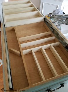 the drawers are open and ready to be assembled