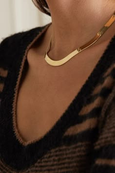 Gold Herringbone XL gold vermeil necklace | LOREN STEWART | NET-A-PORTER Gold Necklace Outfit, Silver Necklace For Women, Necklace Outfit, Herringbone Necklace, Luxury Necklace, Chains Necklaces, Fashion Tips For Women, Jewelry Wedding, Recycled Gold