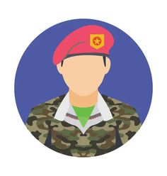 a man wearing a red hat and green shirt is in a blue circle with the image of a soldier