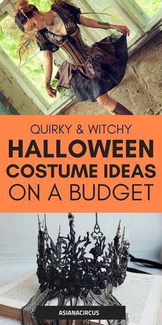 a book cover for quirky and witchy halloween costume ideas on a budgett