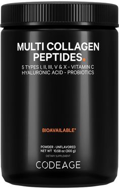 PRICES MAY VARY. All-in-One Collagen Peptides Powder Supplement: Codeage Black Edition hydrolyzed multi collagen + vitamin C powder supplement includes a blend of collagen peptides from 5 different sources with a selection of hand-picked ingredients such as hyaluronic acid, vitamin C, and probiotics in one single collagen powder nutritional solution for women and men. 5 Types Multi Collagen & Hyaluronic Acid: Codeage Multi Collagen Peptides Powder Black Edition with hyaluronic acid, vitamin C, p Supplements Packaging, Vitamin C Powder, Collagen Powder, Collagen Peptides, Black Edition, Hand Picked, Probiotics, Dietary Supplements, Hyaluronic Acid