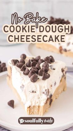 no bake cookie dough cheesecake on a plate